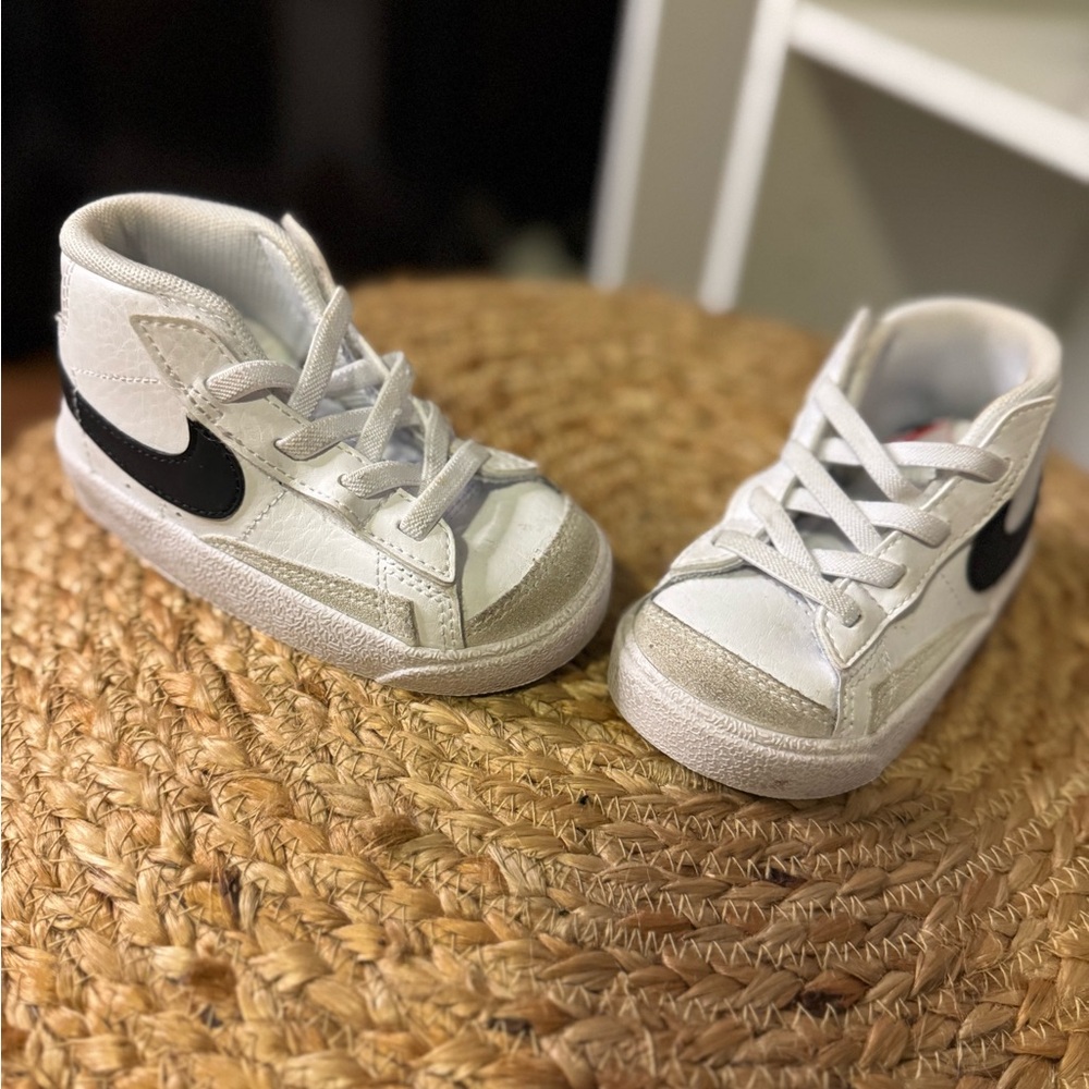 Nike Kids White and Black High-Top Sneakers